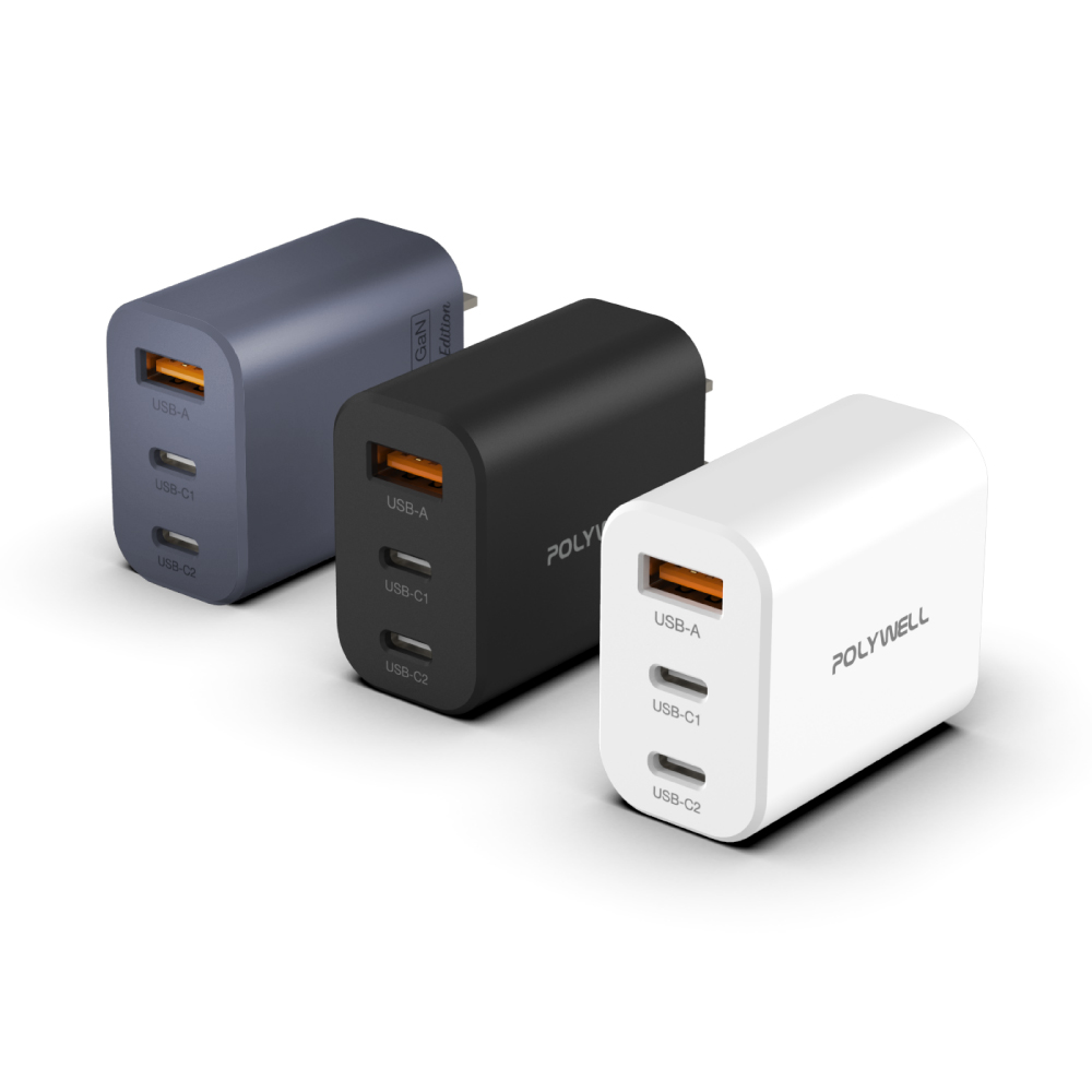 【蝦皮直營】POLYWELL 三孔氮化鎵快充頭 20W/30W USB A + Type C x2 充電頭 快充 充電器