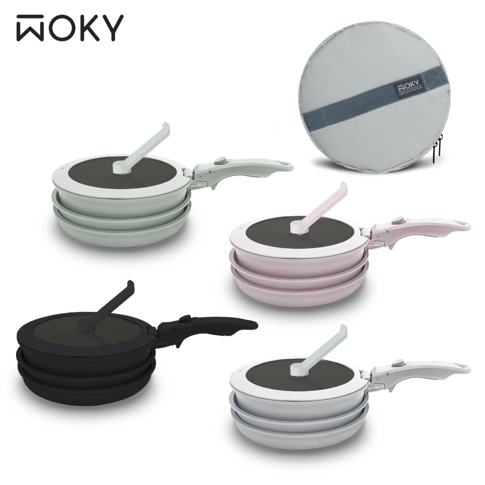 【蝦皮直營】WOKY 沃廚 TICERA®系列塔塔鍋 -22CM鈦陶瓷不沾鍋 3鍋7件組