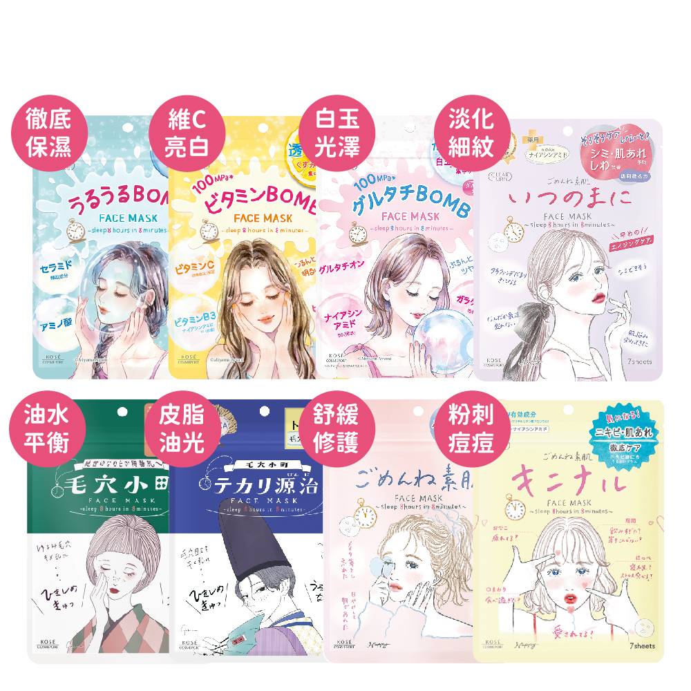 【蝦皮直營】Clear Turn光映透 8分鐘插畫風面膜-7枚入