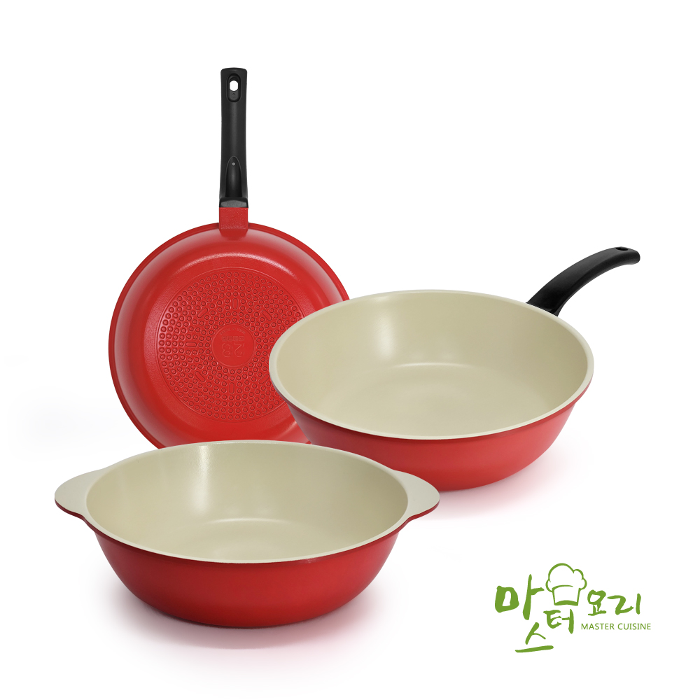 【蝦皮直營】MASTER CUISINE 熱情火紅鈦陶瓷不沾鍋/炒鍋/平底鍋/湯鍋/28cm/IH電磁爐適用