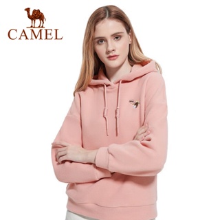 Camel 運動衛衣女保暖連帽衛衣上衣休閒外套