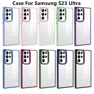 SAMSUNG 電鍍鏡頭環透明手機殼三星galaxy S23 Ultra S23 Plus S23手機殼新款手機殼矽膠表