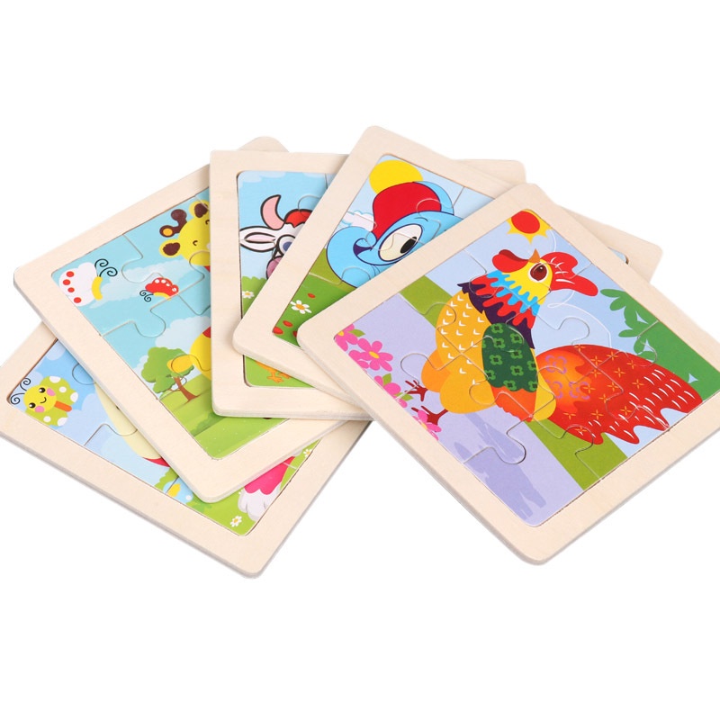兒童拼圖 卡通動物9片拼板 寶寶早教啟蒙認知 木質拼圖益智玩具【IU貝嬰屋】