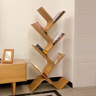 書架 書櫃 收納架 收納櫃 創意樹形書架置物架實木簡易兒童學生簡約落地多層小型書櫃收納架 YDWP