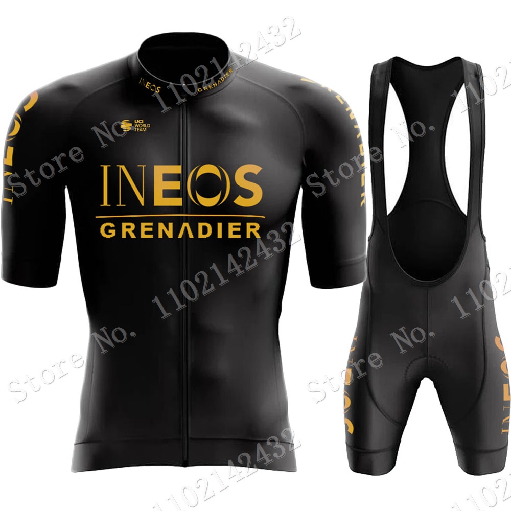 2024 款 Golden Ineos Grenadier Team 騎行服套裝服裝男式公路自行車襯衫套裝自行車背帶褲短