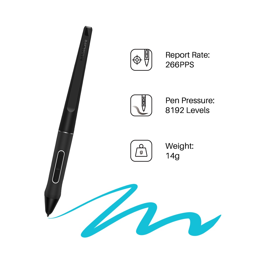 Huion PW517 圖形平板筆數字筆觸摸屏手寫筆電池筆黑色適用於Kamvas 13 22 12 GS1562
