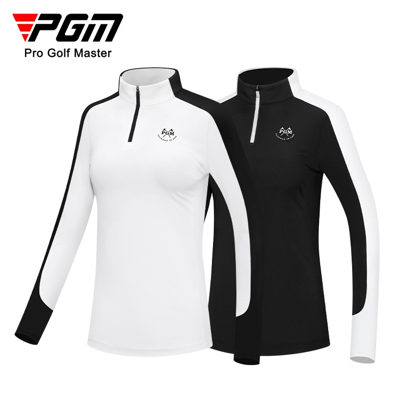 PGM新品 高爾夫女士長袖上衣 撞沙拉鍊時尚拼色T恤修身顯瘦服裝 YF516