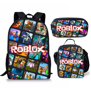 Roblox 3D新品Roblox學生書包餐包筆袋羅布樂思印花後背包三件式