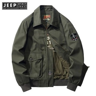 Jeep SPIRIT 1941 ESTD 2023春秋新款100%純棉男士工裝夾克男士時尚百搭休閒舒適復古男裝