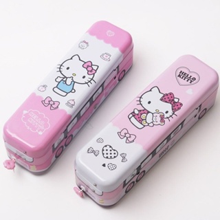 【現貨速發】小靈精Hello Kitty汽車巴士鐵質文具盒可愛卡通凱蒂貓KT鉛筆盒女