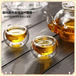 現貨=50ml/100ml雙層透明玻璃杯迷你功夫茶茶杯隔熱耐熱濃縮咖啡茶飲杯飲具配件【Sunny】