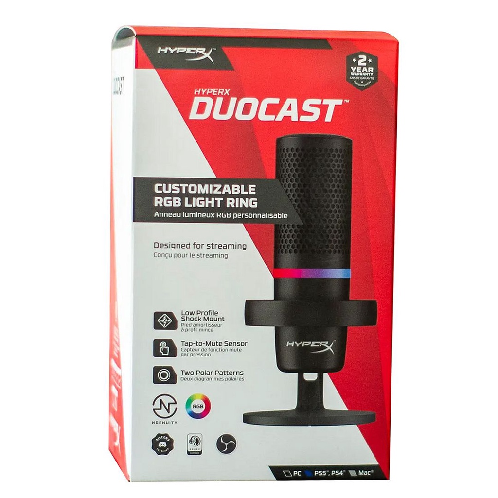 HyperX DuoCast USB 有線 麥克風 (黑色) (PC, PS5, PS4, Mac 適用)(平行進口)