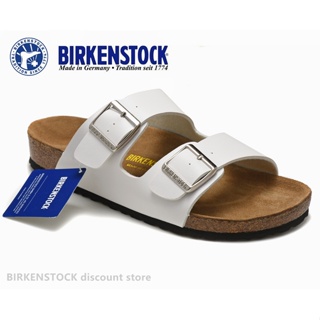 Birkenstock Arizona 男/女經典軟木白色啞光皮拖鞋沙灘休閒鞋 34-46