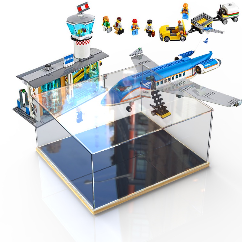 現貨 樂高亞克力展示盒60104機場航站樓和客機積木模型收納透明防塵盒