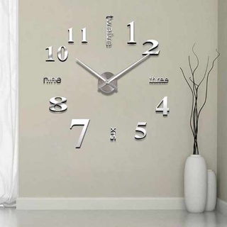 創意亞克力diy 牆貼鐘錶家用免打孔掛鐘客廳時鐘現代簡約壁鐘靜音
