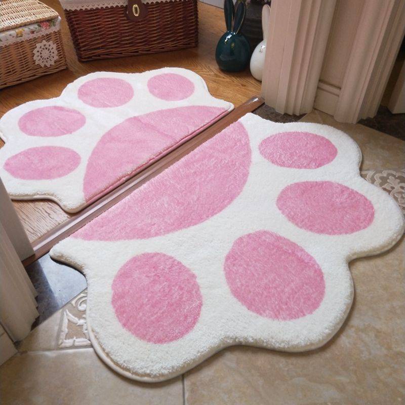 粉色貓爪吸水腳墊防滑門墊馬桶門卡通女孩可愛地墊臥室床頭毯yy333.th20240108135253
