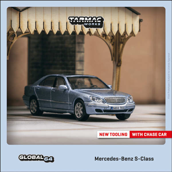 Tarmac Works 1:64 賓士S級 Benz S Class 金屬藍 合金汽車模型TW