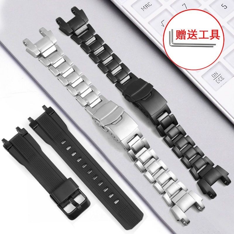 好品質樹脂矽膠手錶帶代用卡西歐鋼帶MTG-B1000鋼鐵之心凹口精鋼手錶帶