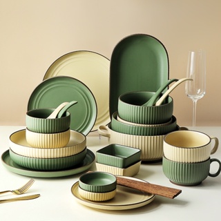 日式陶瓷碗碟 北歐碗盤 套裝家用 碗盤組 陶瓷碗盤組 陶瓷小碗 北歐網紅ins風 吃飯碗麵碗湯碗 餐具 陶瓷碗