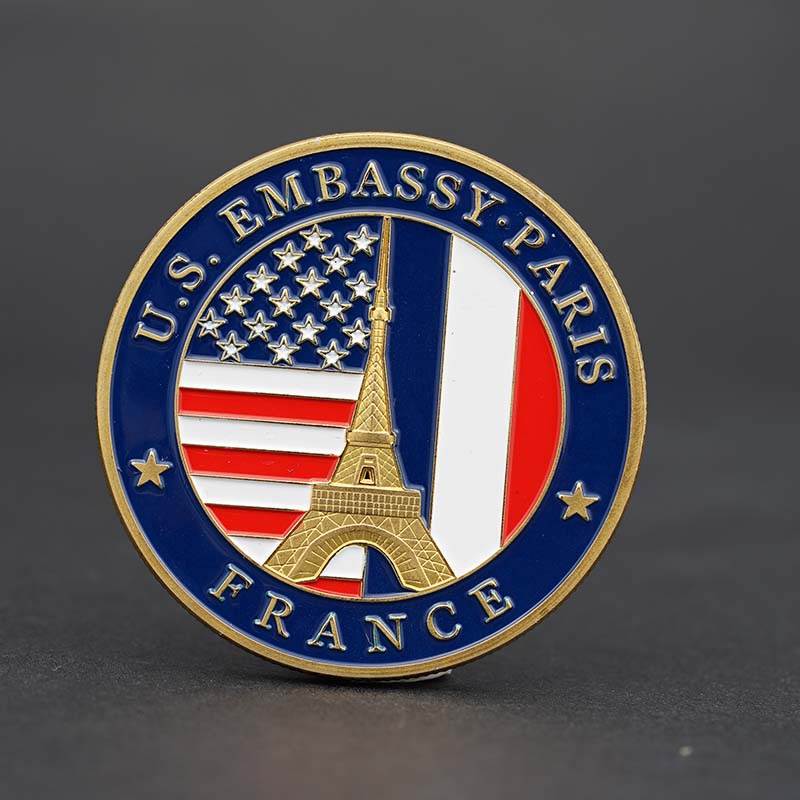 ✨爆款 埃菲爾鐵塔紀念章駐法國巴黎使館徽章創意金屬家居裝飾硬幣工藝品