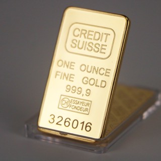 瑞士銀行金條紀念幣1盎司異形金幣硬幣 外幣收藏信貸方形鍍金塊
