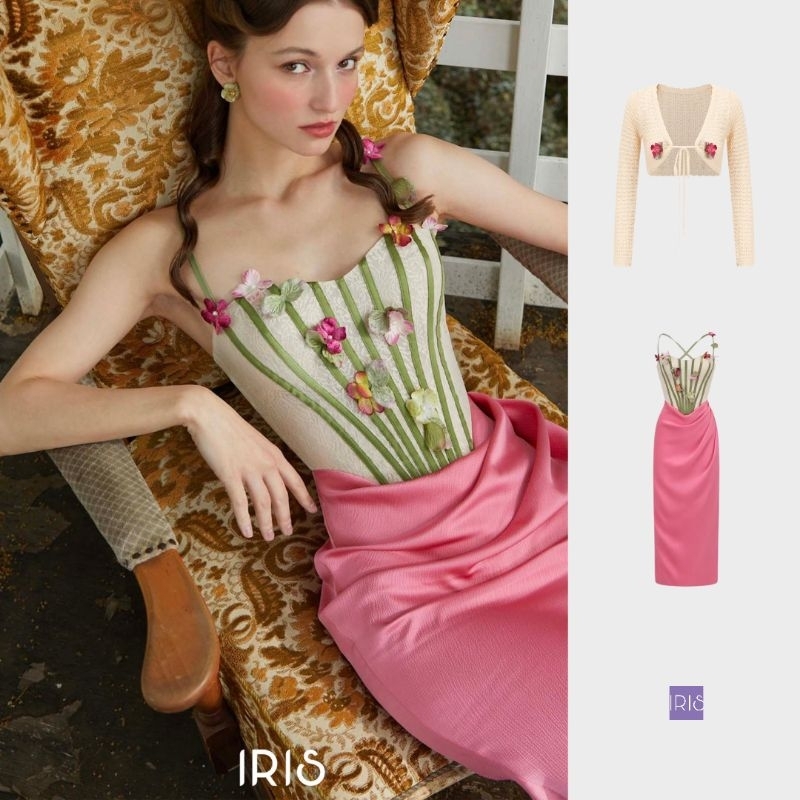 Iris BOUTIQUE X LACE MADE 24 ss 蓮花花朵連衣裙襯衫是240102-ID240102