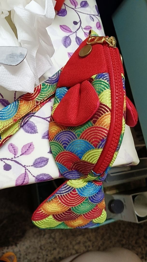 開運招財金魚零錢包｜手作喜氣紅拉鍊小包｜附腕繩方便出門｜收納零錢鑰匙卡片口紅｜年節禮物 | 送禮自用（附腕繩)|女生小包