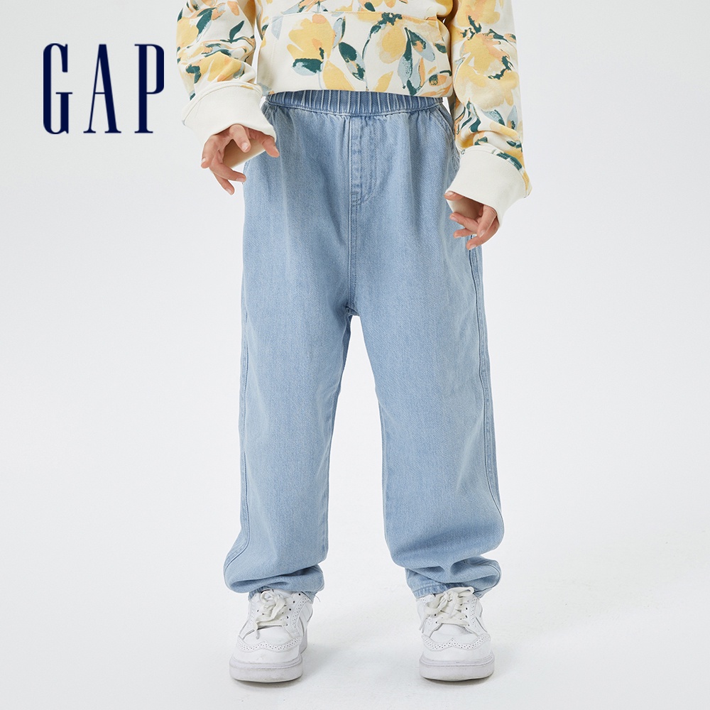 Gap 男童裝 棉麻混紡輕薄透氣牛仔褲 輕透氣系列-淺藍色(602171)