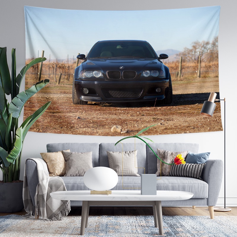 BMW寶馬三系E46 M3復古情懷汽車寫真墻布裝飾背景布海報掛布掛毯 可客製 超好看 熱賣