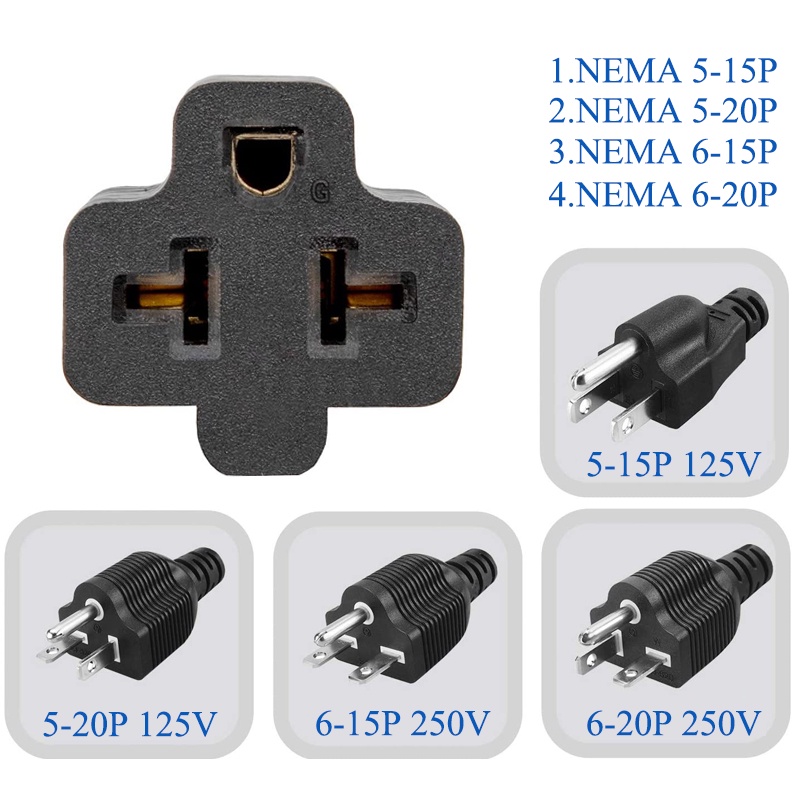 免運 美標公轉母工業轉換插頭5-15P轉5/6-15/20R電源轉接頭15A轉20A