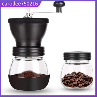 Manual Coffee Bean Grinder, Hand Coffee Mill with 2 Glass Ja