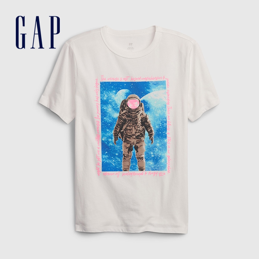 Gap 男童裝 印花短袖T恤-白色(593388)