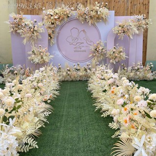 香檳色婚禮場景裝飾花藝婚慶背景墻舞臺結婚佈置地排花路引花點花