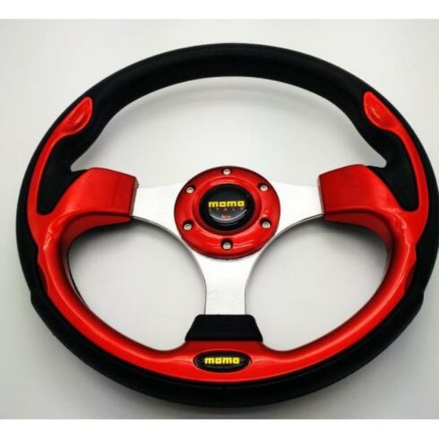MOMO經典款賽車方向盤 12.5寸通用賽車改裝方向盤 個性方向盤 紅色方向盤 PU款多色可選【卡諾】