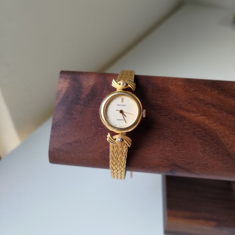 SY Vintage | 日本 東方 ORIENT 古董錶 鑲鑽織紋錶帶小金錶
