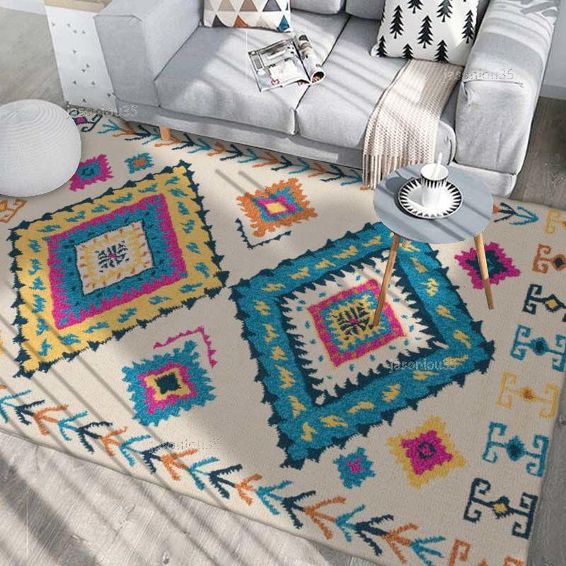 🛒免運🎡【】波斯風格地毯 客廳大面積茶幾毯 波西米亞復古民族風家用臥室床邊毯 支持水洗任意尺寸來圖客製