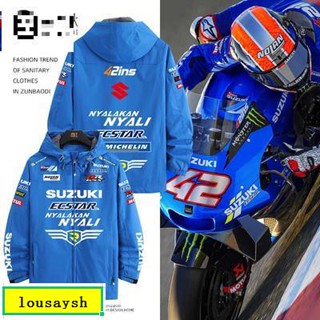 Suzuki鈴木大R摩托廠隊騎行服機車服保暖防風秋冬連帽外套夾克男【精品服飾】