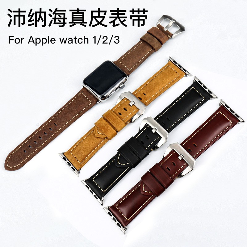 ✬XIYU 沛納海真皮錶帶 Apple watch 4/5代錶帶  iwatch 1/2/3/
