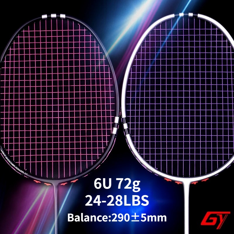 Gy 6U 72g 高剛性碳纖維羽毛球拍 24-28LBS 成人碳纖維羽毛球拍