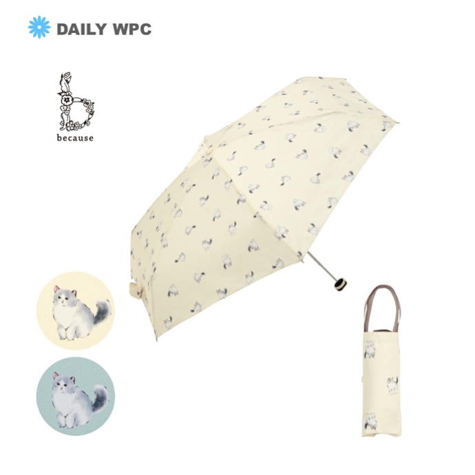 正版 日本進口 because 2023 小提袋  貓咪 雨傘 折傘 陽傘 抗UV 抗紫外線 折傘 晴雨傘