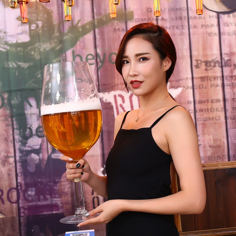tcd~新品超大啤酒紅酒杯個性高腳英雄杯酒吧KTV餐廳娛樂專用刻字LOGO