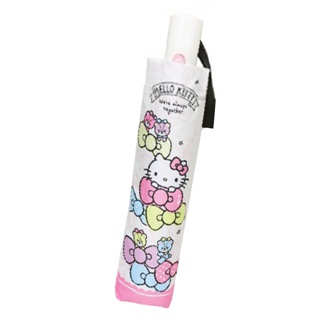 【現貨】小禮堂 Hello Kitty 抗UV自動雨陽傘 (白緞帶款)