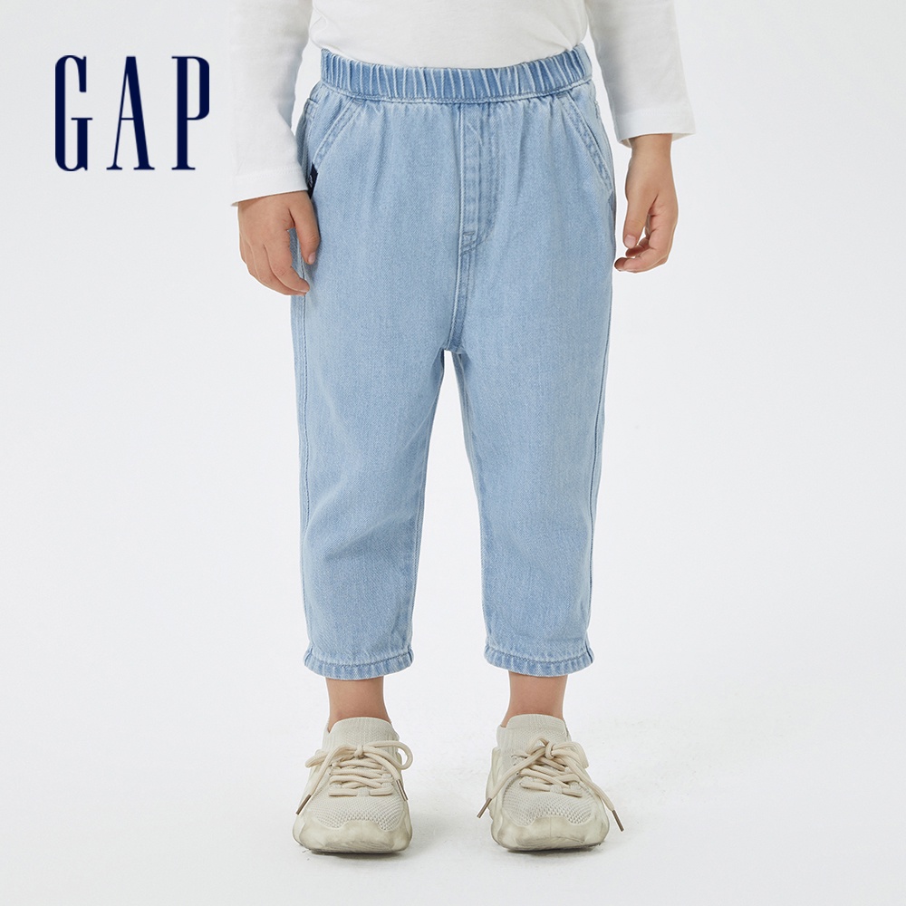 Gap 男幼童裝 棉麻混紡輕薄牛仔褲 輕透氣系列-淺藍色(598879)