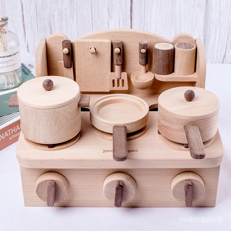 木製仿真原木模擬廚房套裝 兒童過傢傢木質桌麵做飯廚房用具玩具 過傢傢玩具