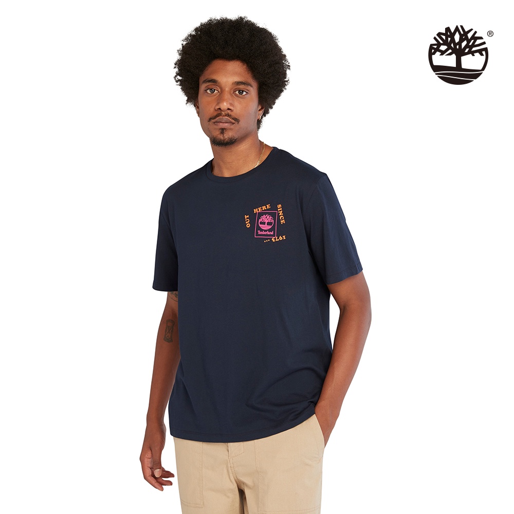 Timberland 男款深藍色山系圖片短袖T恤|A6QD1433