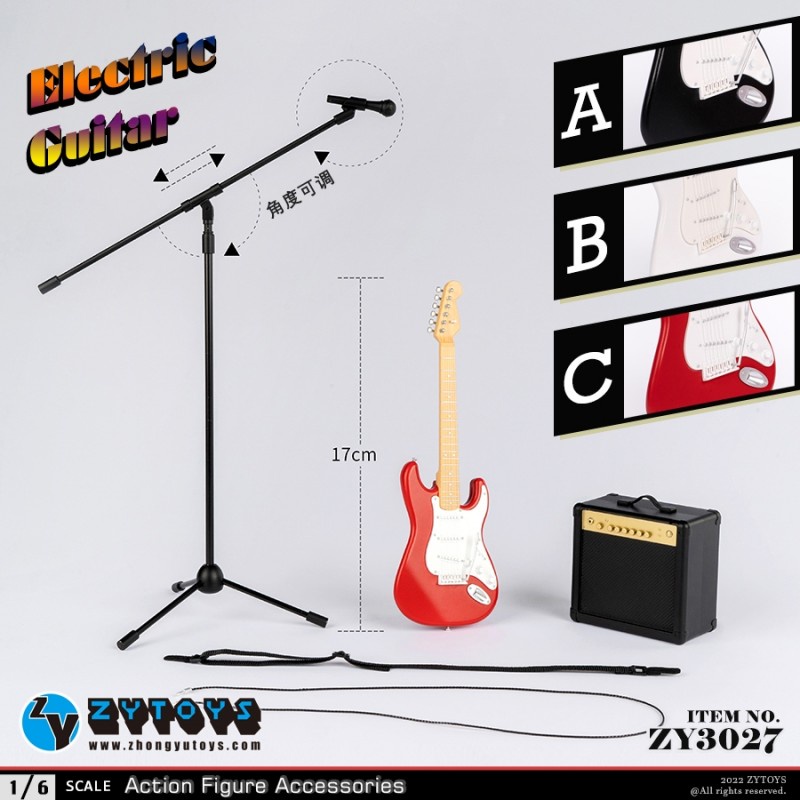 Zytoys ZY3027 1/6 比例電吉他模型適合 12 英寸可動人偶琴身(3 種顏色)