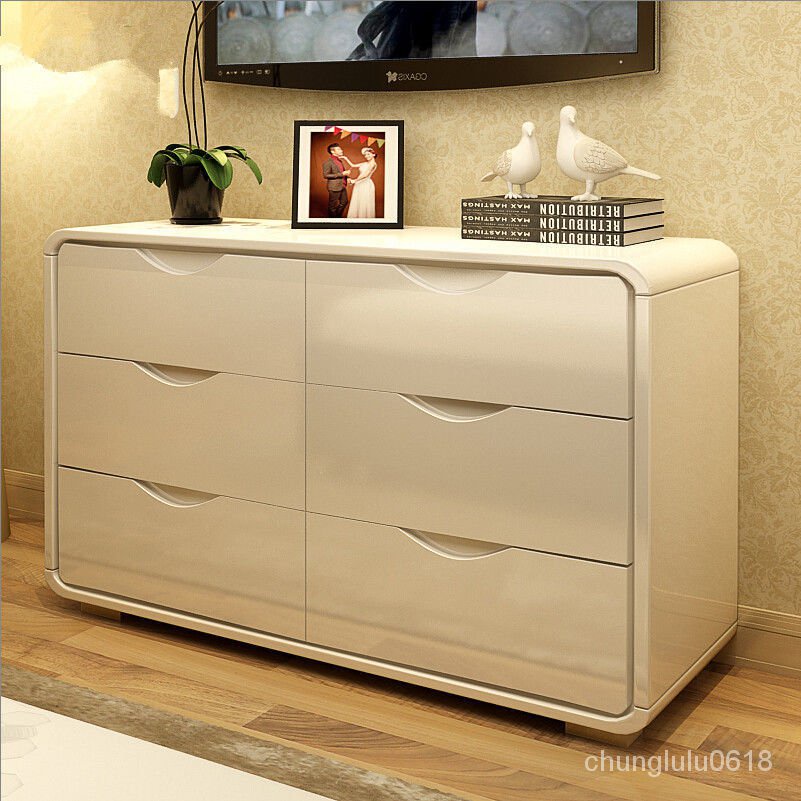 【熱銷】鬥櫃臥室白色鋼琴烤漆電視櫃現代簡約時尚床尾櫃抽屜收納櫃儲物櫃