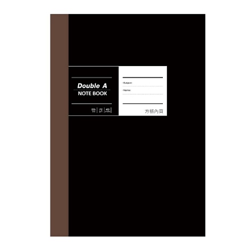 Double A  A5布膠系列固頁筆記本-黑方格(25K)(40頁)