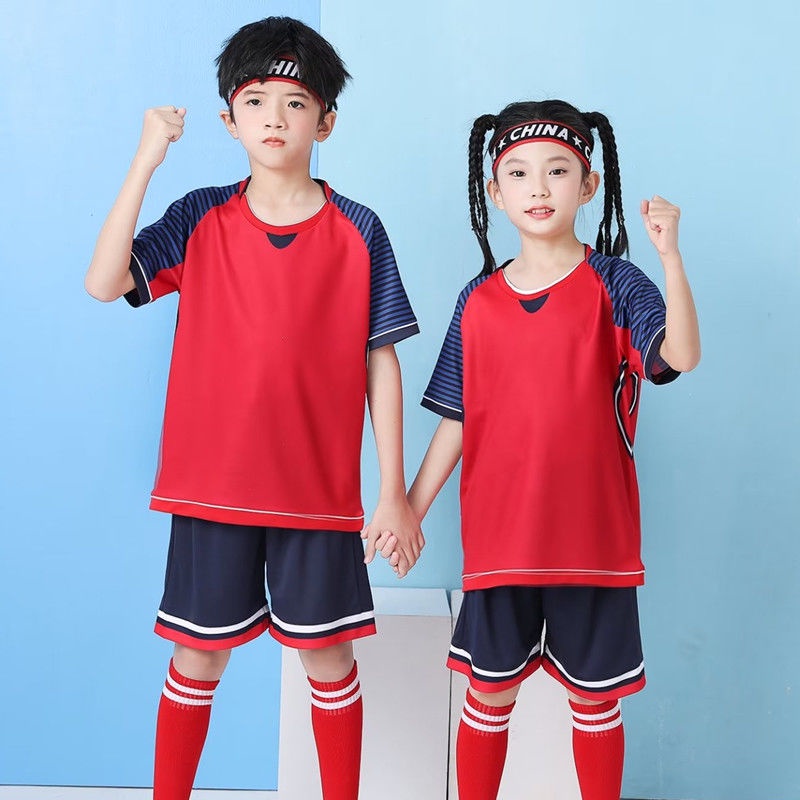 兒童足球服套裝 兒童足球服定制小學生比賽隊服男女童球衣訓練服裝團購印字青少年