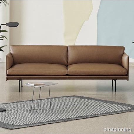 ❥(^_-)現貨-免運-北歐簡約現代設計師沙發椅工業風loft真皮休閑極簡雙人三人小戶型 -沙發-沙發床